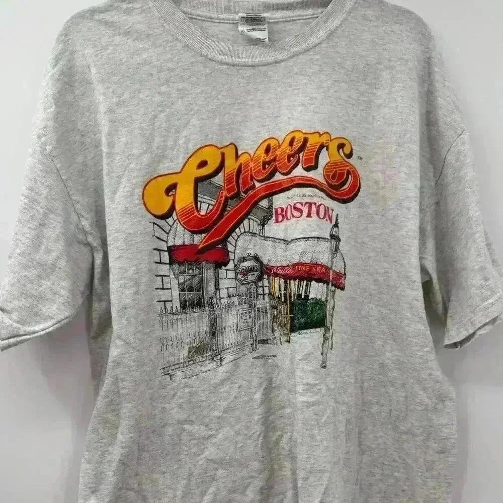Boston Cheers Gray Graphic Short Sleeve T-Shirt Men's XL Classic Casual‎ Tee